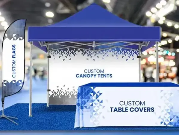 Instalación de carpas de exposición.